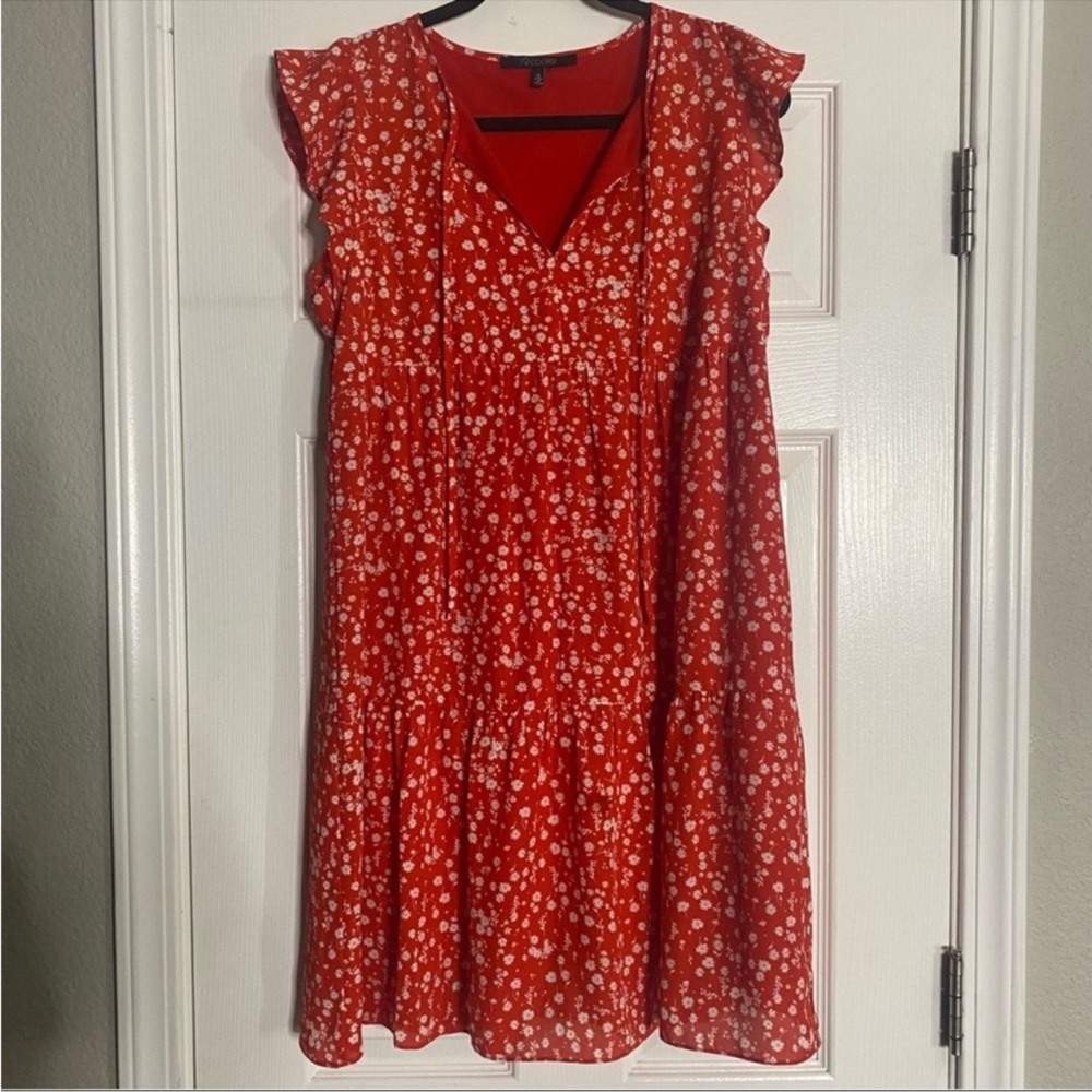 19Cooper red floral flowy dress